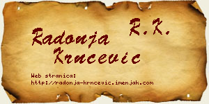 Radonja Krnčević vizit kartica
